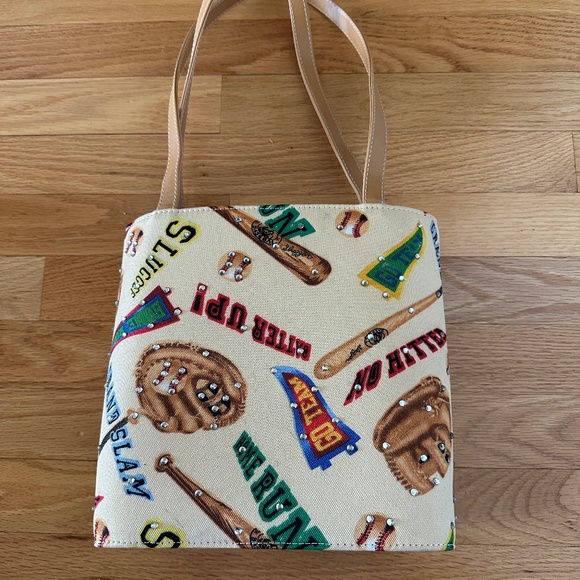 Baseball Theme Handbag Purse Grand Slam Go Team Slugger Rhinestones Bucket Bag - Picture 2 of 15